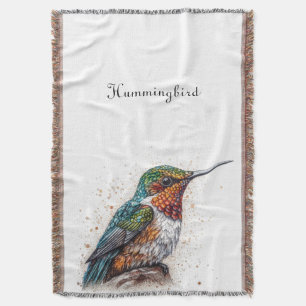 Jewelled Hummingbird Serenade, custom Throw Blanket