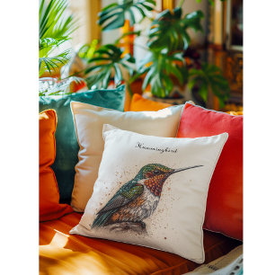 Jewelled Hummingbird Serenade, custom Throw Pillow