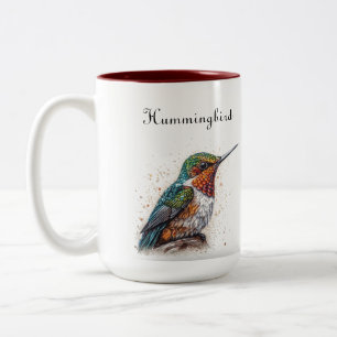 Jewelled Hummingbird Serenade, custom Two-Tone Coffee Mug