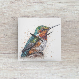 Jewelled Hummingbird Serenade Square Wall Clock
