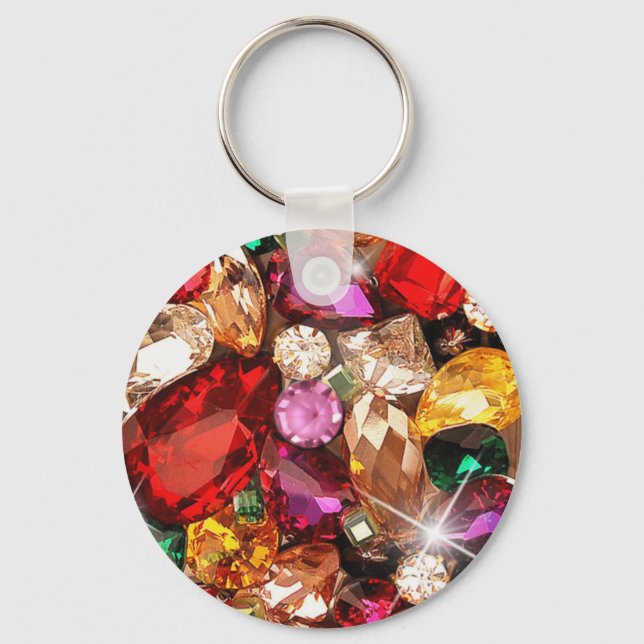 Jewelled Jewels Sparkle Gems Colour Keychain (Front)
