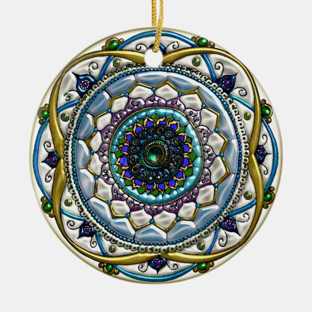 Jewelled Mandala (Personalized Ceramic Ornament) Ceramic Ornament (Front)