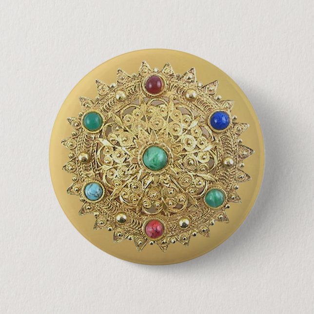 Jewelled Medallion 2 Inch Round Button (Front)
