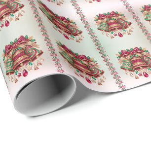 Jewelled Ornate Bells Holiday Wrapping Paper