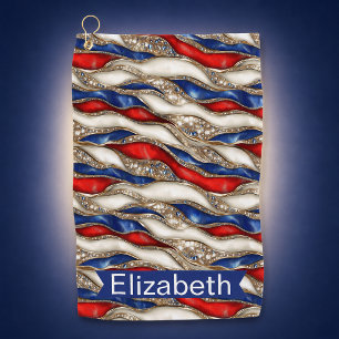 Jewelled Patriotic Strata Personalized Golf Towel
