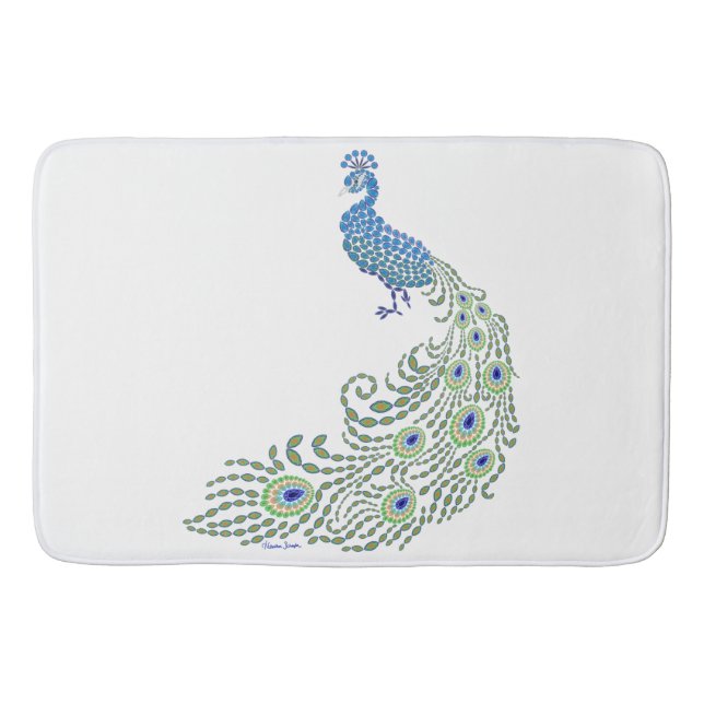 Jewelled Peacock Bath Mat (Front)
