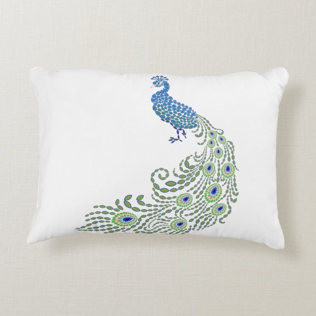 Jewelled Peacock Decorative Pillow (Back)