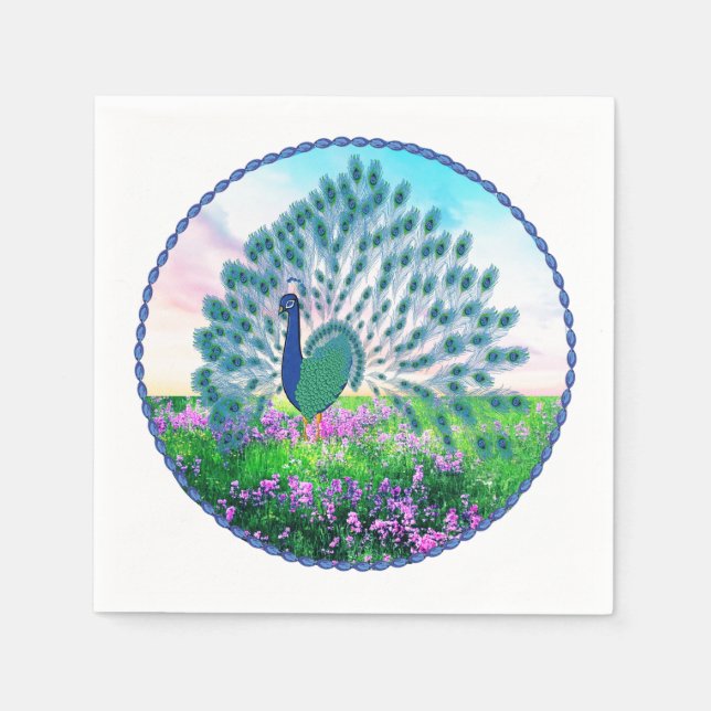 Jewelled Peacock Napkin (Front)