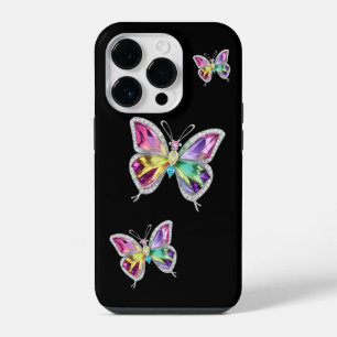 Jewelled Rainbow Crystal Butterflies iPhone 14 Pro Case