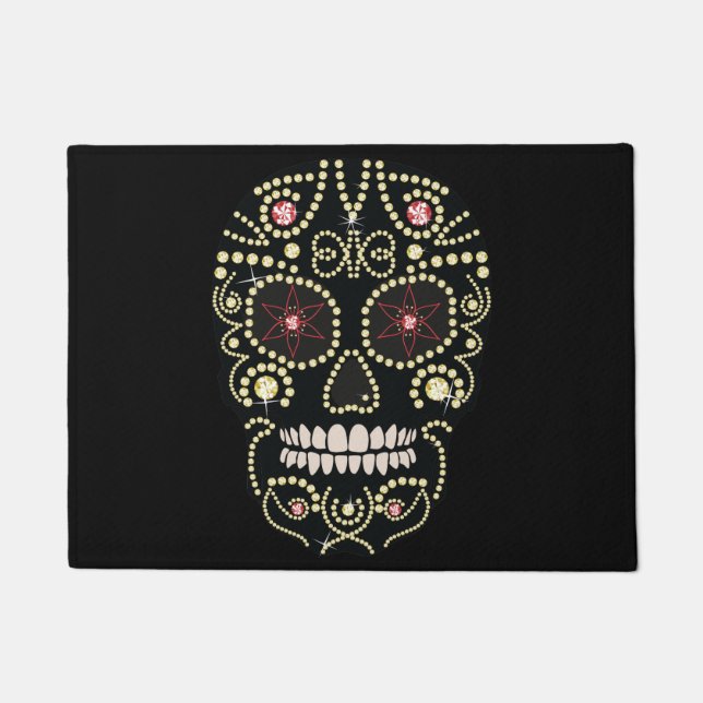 Jewelled Rhinestone Skull Rug (Front)
