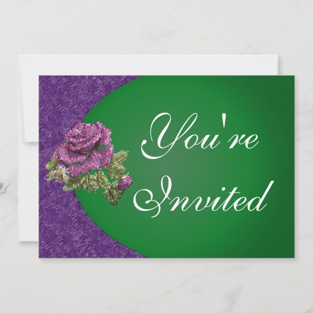 Jewelled Rose Party Invitation (Front)