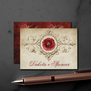 Jewelled Rose Vintage Grunge Crimson Wishing Wel Enclosure Card