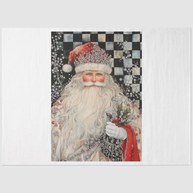 Jewelled Santa Tissue Paper (Front)