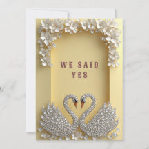🌸 Jewelled Swan Couple Elegant Gold Theme 💖