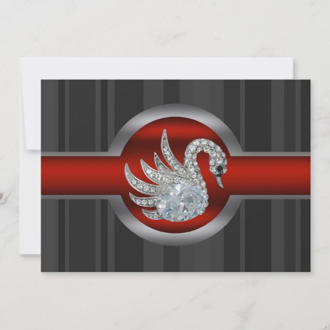 Jewelled Swan Party Invitation (Front)