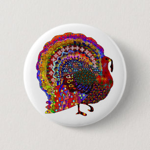 Jewelled Turkey 2 Inch Round Button