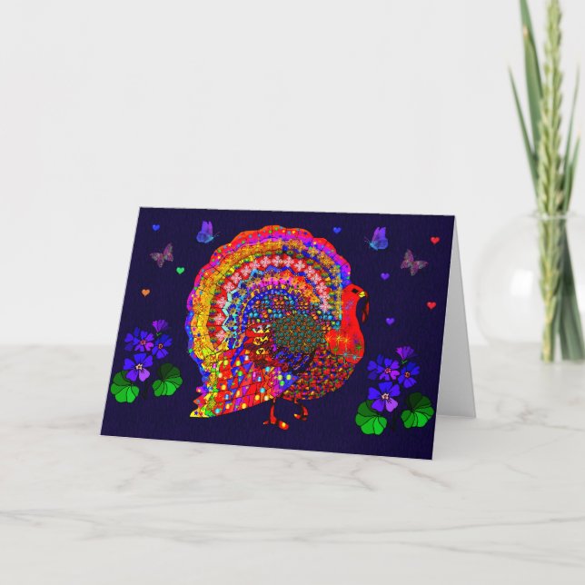 Jewelled Turkey Holiday Card (Front)