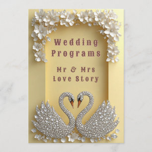 🌸 Jewelled Wedding Swan Couple Elegant Theme 💖 Program