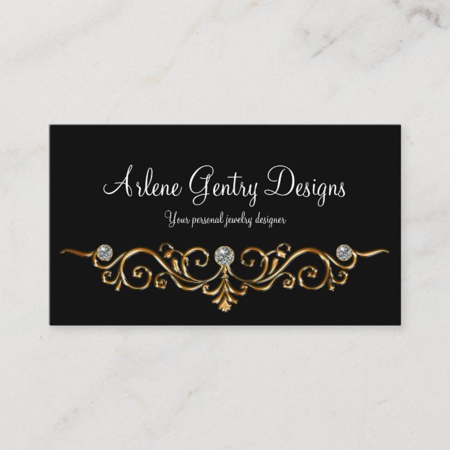 Jeweller Elegant Faux Bling Business Cards (Front)
