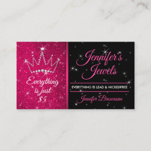 Jewellery and Accessories Glitter Pink Diamond Cro Business Card