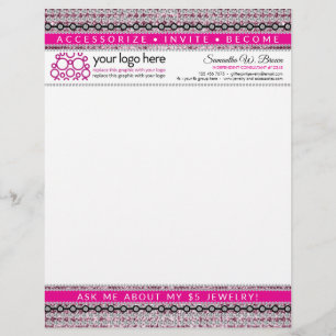 Jewellery and accessories glitz pink diamonds letterhead