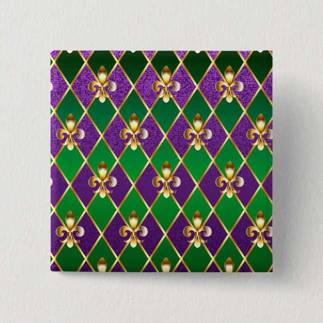 Jewellery Background Mardi Gras 2 Inch Square Button (Front)