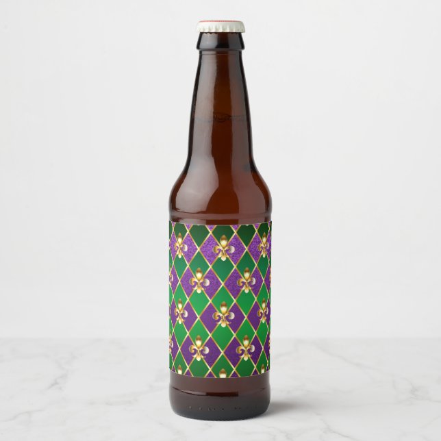 Jewellery Background Mardi Gras Beer Bottle Label (Front)
