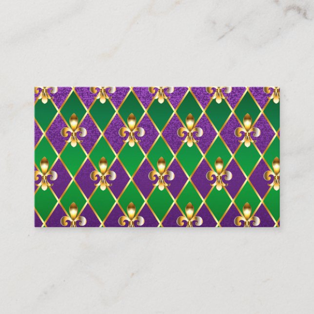 Jewellery Background Mardi Gras Business Card (Front)
