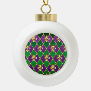 Jewellery Background Mardi Gras Ceramic Ball Christmas Ornament