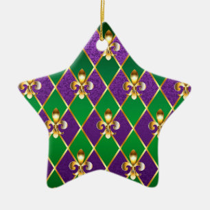 Jewellery Background Mardi Gras Ceramic Ornament