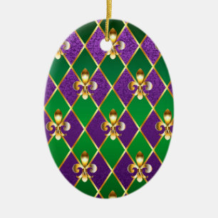 Jewellery Background Mardi Gras Ceramic Ornament