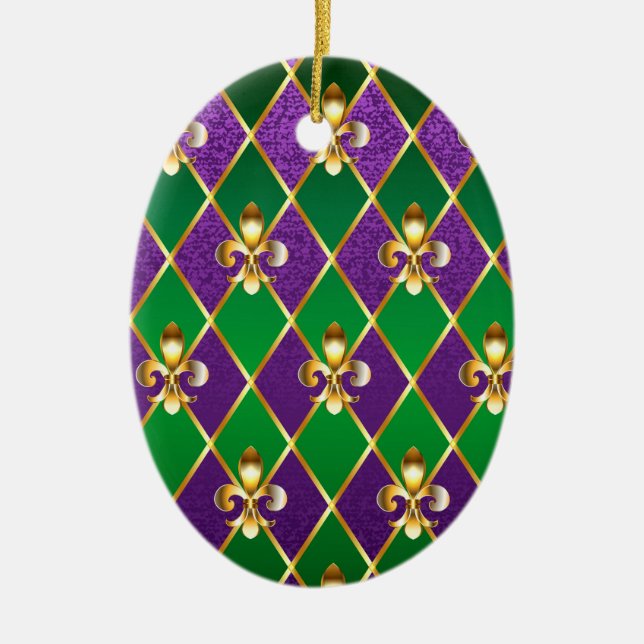Jewellery Background Mardi Gras Ceramic Ornament (Front)