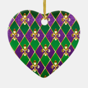 Jewellery Background Mardi Gras Ceramic Ornament
