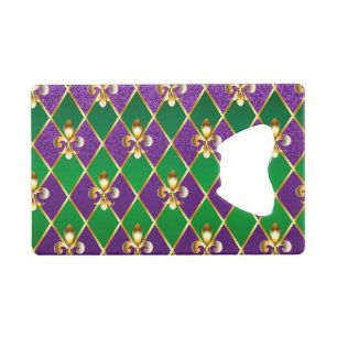 Jewellery Background Mardi Gras Credit Card Bottle Opener
