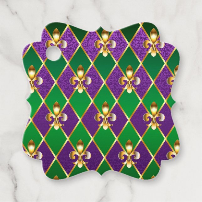 Jewellery Background Mardi Gras Favour Tags (Front)
