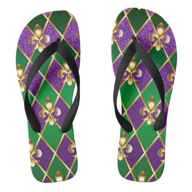 Jewellery Background Mardi Gras Flip Flops (Footbed)