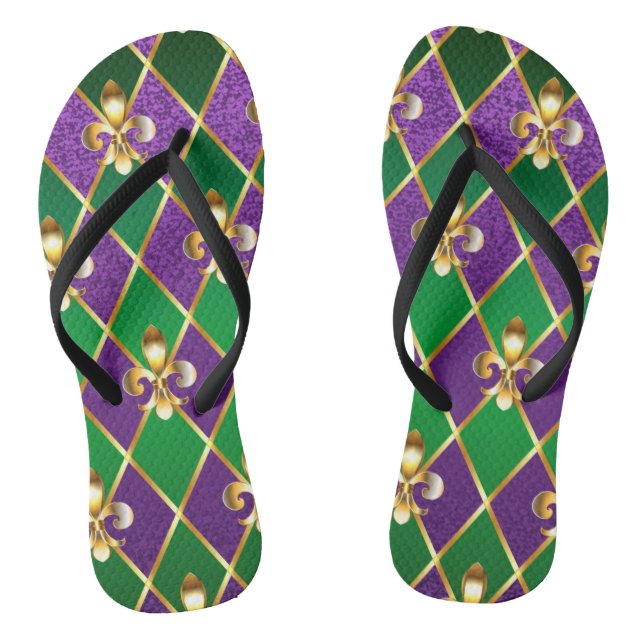 Jewellery Background Mardi Gras Flip Flops (Footbed)
