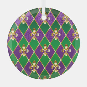 Jewellery Background Mardi Gras Glass Ornament