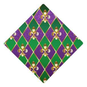 Jewellery Background Mardi Gras Graduation Cap Topper
