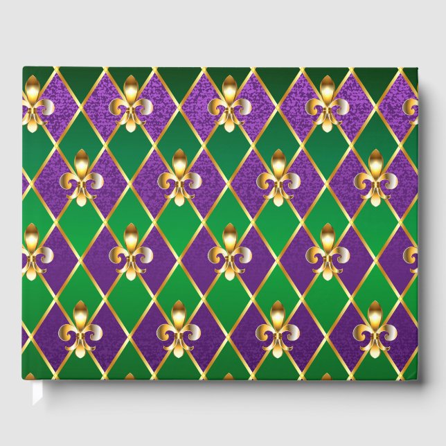 Jewellery Background Mardi Gras Guest Book (Front)