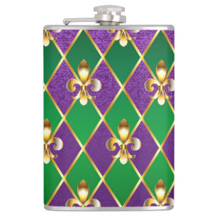 Jewellery Background Mardi Gras Hip Flask
