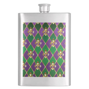 Jewellery Background Mardi Gras Hip Flask