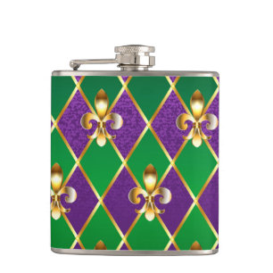 Jewellery Background Mardi Gras Hip Flask
