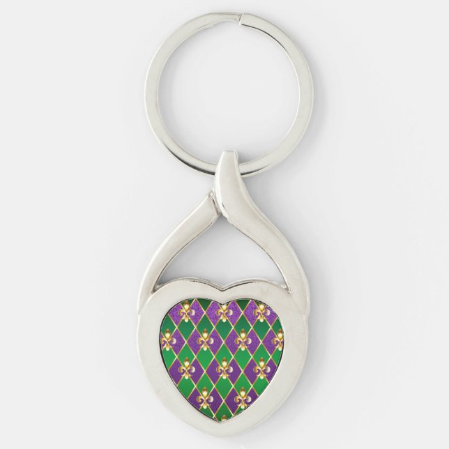 Jewellery Background Mardi Gras Keychain (Front)