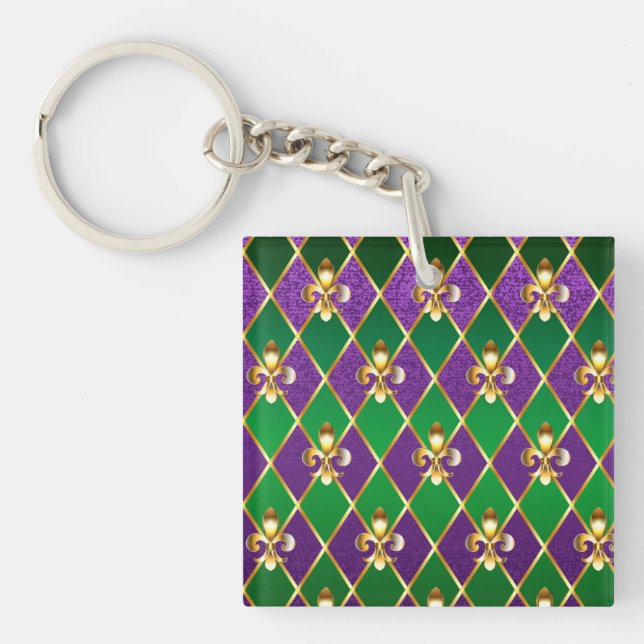 Jewellery Background Mardi Gras Keychain (Front)