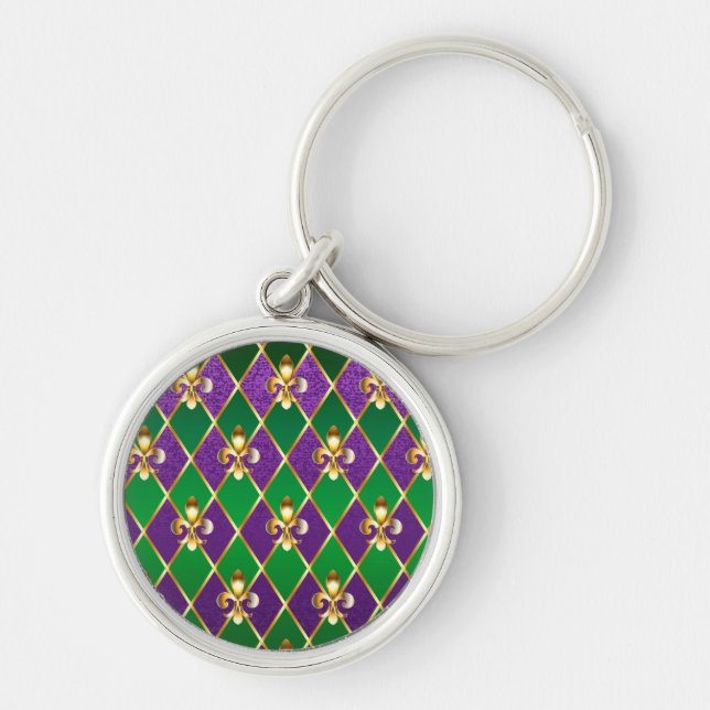 Jewellery Background Mardi Gras Keychain (Front)