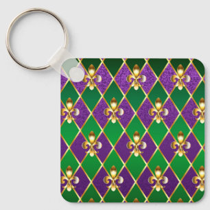 Jewellery Background Mardi Gras Keychain
