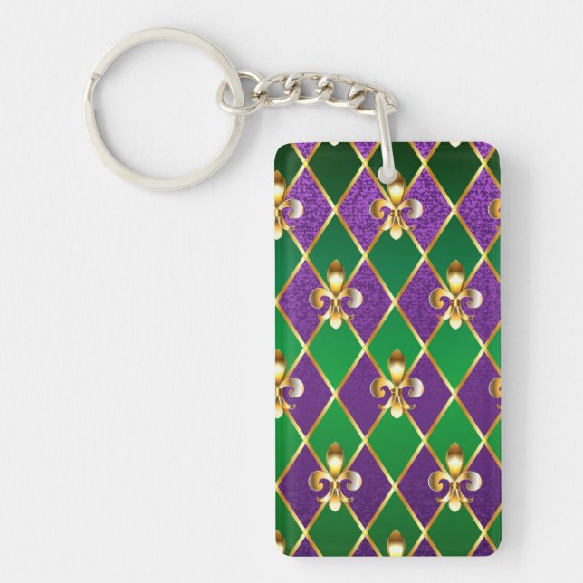 Jewellery Background Mardi Gras Keychain (Front)