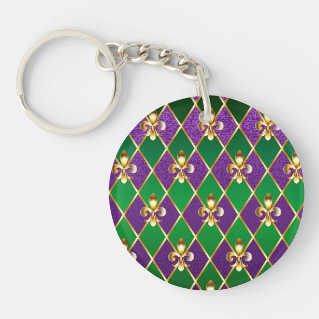 Jewellery Background Mardi Gras Keychain (Front)