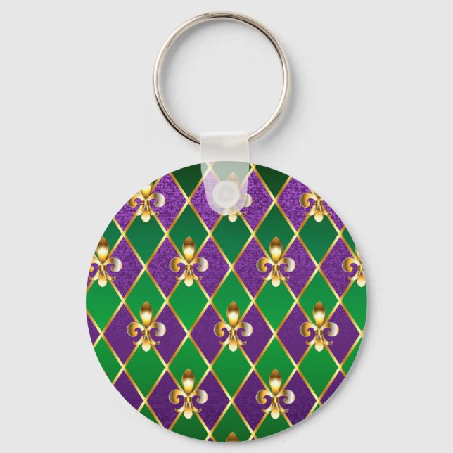 Jewellery Background Mardi Gras Keychain (Front)